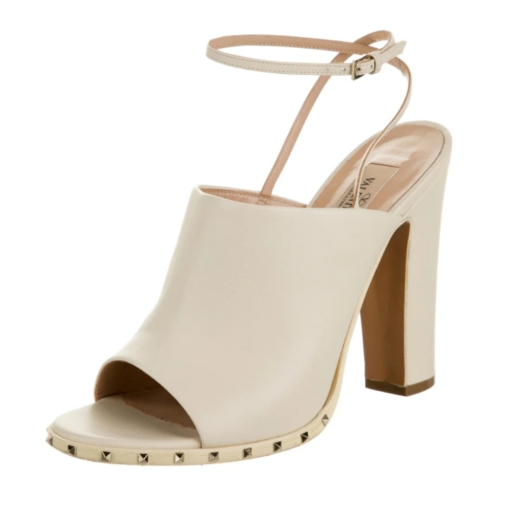 VALENTINO Rockstud Accents Leather Slingback Pumps